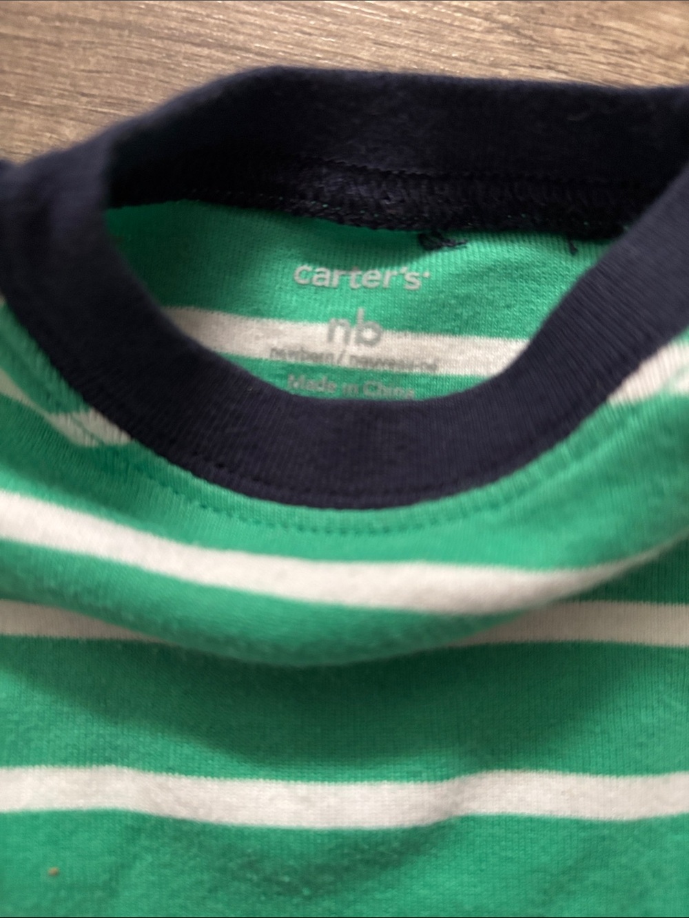 Carter's Navy and Green Striped Baby Top 220 - Picture 4 of 4
